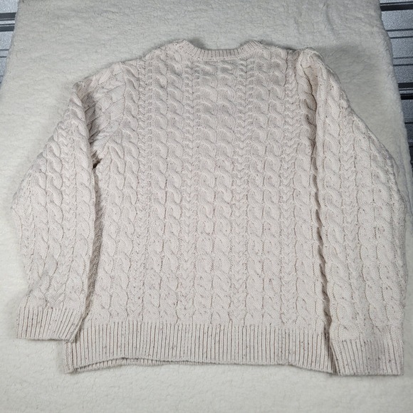Lucky Brand Mens Cable Knit Crewneck Sweater Tofu Cream Speckled L S761-0018 NEW - Picture 13 of 14
